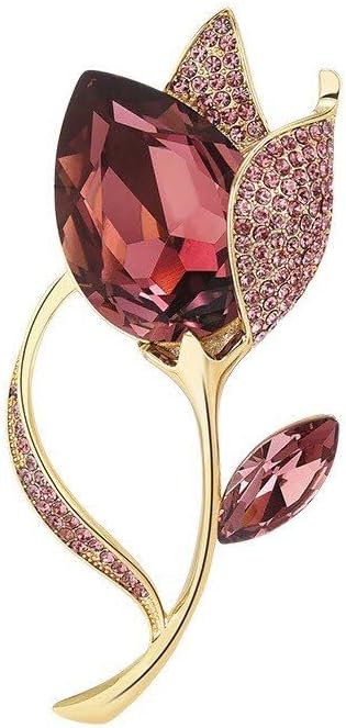 Rhinestone Flower Brooch Austrian Crystal Flower Pin 18k Gold Plated Floral Brooch Lapel Pin Jewelry Mother's Day Birthday Gifts for Mom Wife