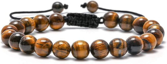 M MOOHAM Natural Stone Bracelets for Men - 8mm Tiger Eye, Matte Agate, Lava Rock - Teen Boys Gifts for Birthday, Anniversary, Christmas