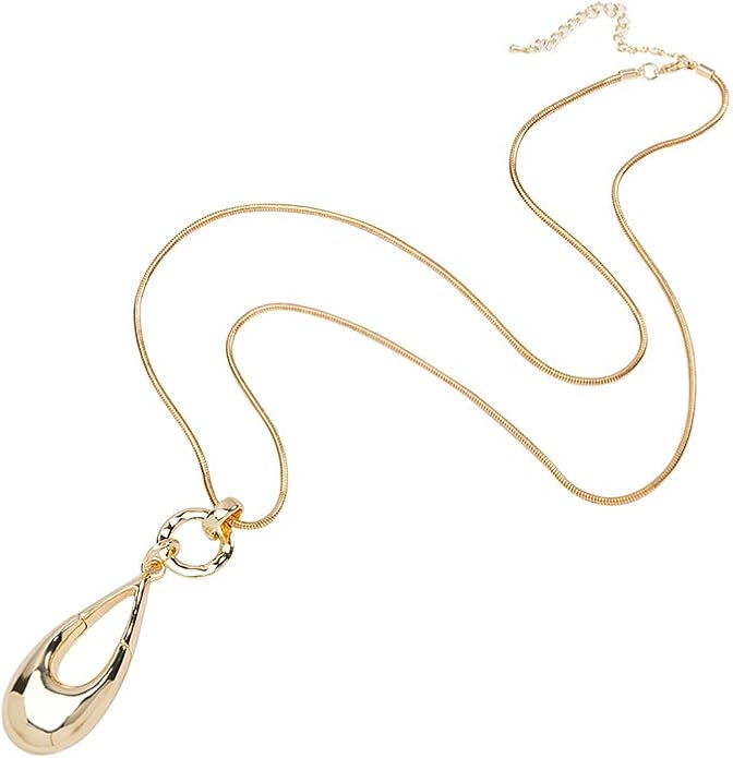 Long Necklaces for Women Waterdrop Pendant Sweater Layered Y Statement Bohemian Silver Chain Necklace with Gifts Box Jewelry