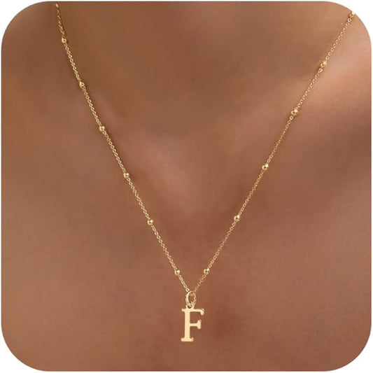 Initial Necklaces for Women Dainty Gold Letter Pendant Necklace 14k Gold Plated A-Z Name Necklaces Cute Charm Choker Necklace Fashion Accessories Non Tarnish Trendy Jewelry Gift