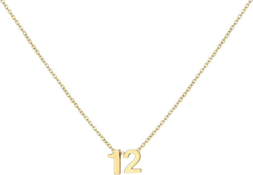Number Necklace for Women Dainty 18K Gold Plated Pendant Necklace Charm Birth Month Personalized Jewelry Birthday Gift