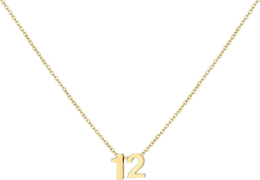 Number Necklace for Women Dainty 18K Gold Plated Pendant Necklace Charm Birth Month Personalized Jewelry Birthday Gift