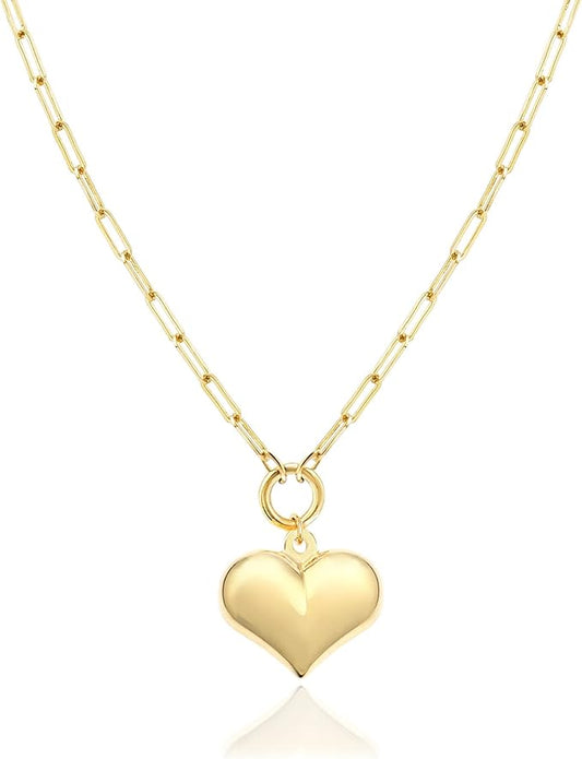 Jewelry Atelier Gold Filled Pendant Necklace Collection - 14K Yellow Gold Filled Pendant Necklace with Solid Clip Chain for Women (Different Sizes and Styles with Extension/Adjustable Chain)