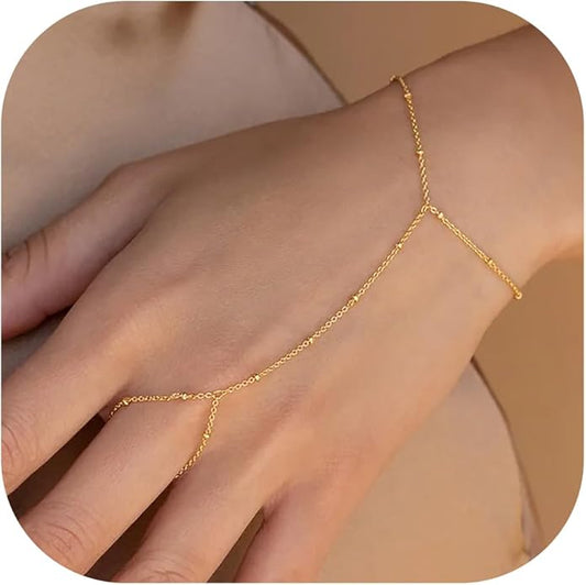 Gold Bracelets for Women Non Tainish,Dainty Bracelets Stack for Women Trendy, Gold Plated Cuff Bracelets Stack With Beaded Cuban Paperclip Snake Rope Bangle Hand Chain Jewelry Gifts for Women