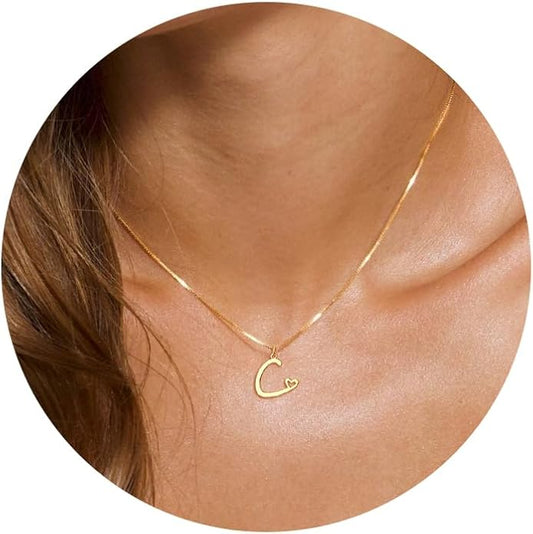Initial Necklaces for Women Trendy, Dainty Silver Letter Necklace Cute Pendant Choker Name Necklace Personalized Costume Monogram Silver Jewelry Necklace for Women Valentines Gifts