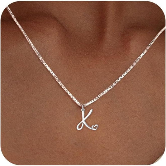 Initial Necklaces for Women Trendy, Dainty Silver Letter Necklace Cute Pendant Choker Name Necklace Personalized Costume Monogram Silver Jewelry Necklace for Women Valentines Gifts