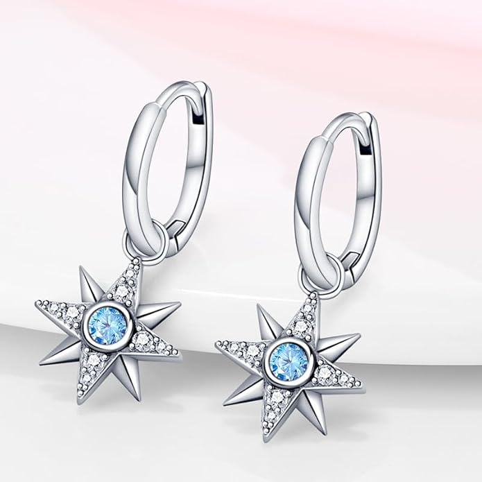 925 Sterling Silver Women Earrings, Sparkling Star and Moon Earrings, Various Hypoallergenic Earrings, Best Gift for Women
