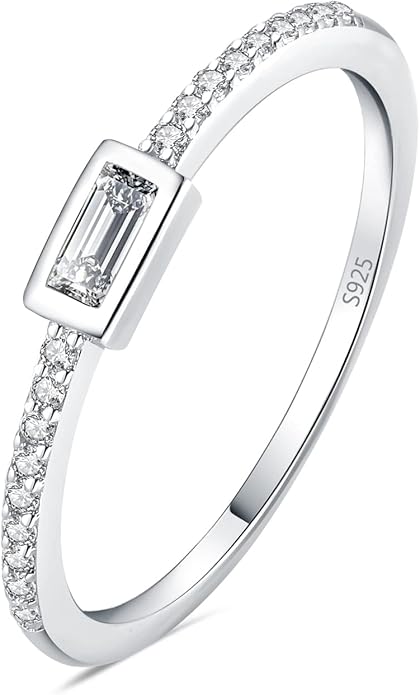 JewelryPalace 14K Gold Plated 925 Sterling Silver Rings for Women, Cubic Zirconia Promise Rings for Her, Stackable Wedding Bands Rings for Women Set Size 4-12