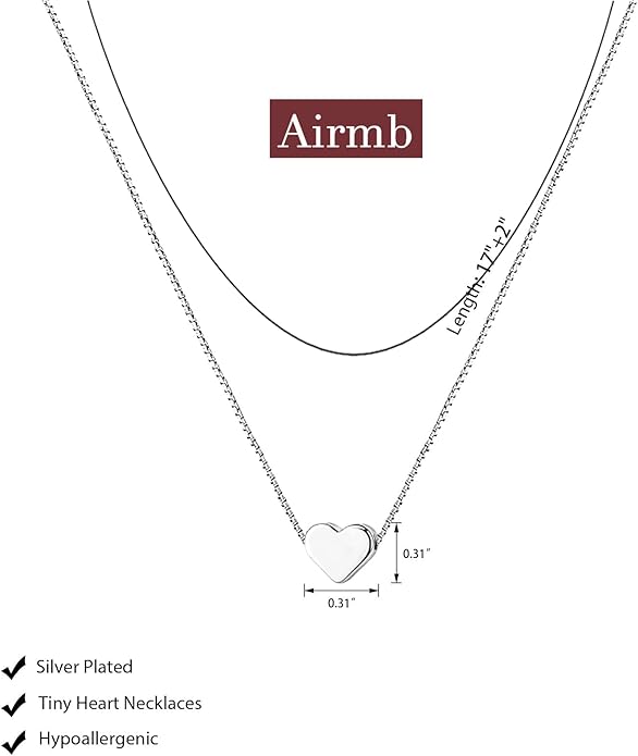 Heart Necklace for Women Gold/Silver Plated Trendy Heart Choker Lover Pendant Hypoallergenic Fashion Gold/Silver Necklace for Women Love Jewelry Gift for Women Girlfriend
