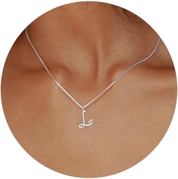 Initial Necklaces for Women Trendy, Dainty Silver Letter Necklace Cute Pendant Choker Name Necklace Personalized Costume Monogram Silver Jewelry Necklace for Women Valentines Gifts