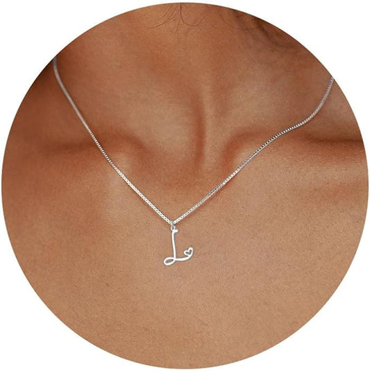 Initial Necklaces for Women Trendy, Dainty Silver Letter Necklace Cute Pendant Choker Name Necklace Personalized Costume Monogram Silver Jewelry Necklace for Women Valentines Gifts