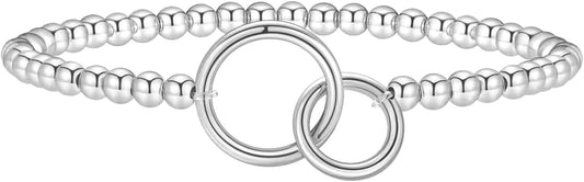 Beaded Bracelet for Women Trendy Stretch Handmade Ball Charm Bracelet Dainty Cross Heart Bow Wave CZ Stackable Jewelry Charm Gifts for Her