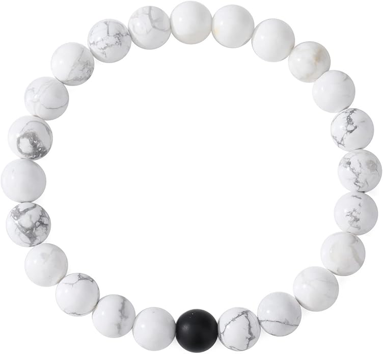 MengPa Mens Beaded Bracelets Couples Matching Bracelet Set Lava Rock Beads for Women Stone Jewelry