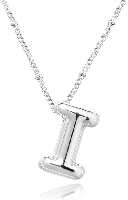 Initial Necklaces for Women, 14k Gold Plated Bubble Letter Necklace Chunky Gold Necklace Dainty Charm Initial Necklaces for Women Trendy Custom Preppy Stocking Stuff Necklace Christmas Gifts