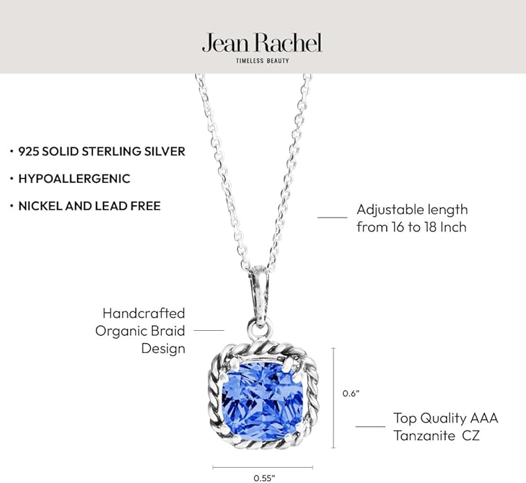 JEAN RACHEL JEWELRY 925 Sterling Silver Necklace for Women - Rope with Cubic Zirconia Vintage Design - Hypoallergenic, Lead & Nickel Free Jewelry - Artisan Handcrafted Statement Necklace