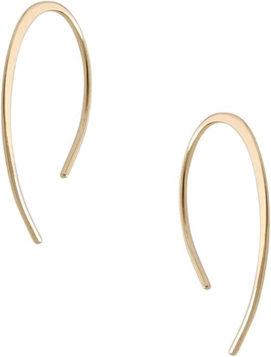 Upside Down Hoop Earrings - Hypoallergenic Lightweight Wire Needle Drop Dangle Threader Hoops for Women, Safe for Sensitive Ears - Plated in 925 Sterling Silver or 18k Gold