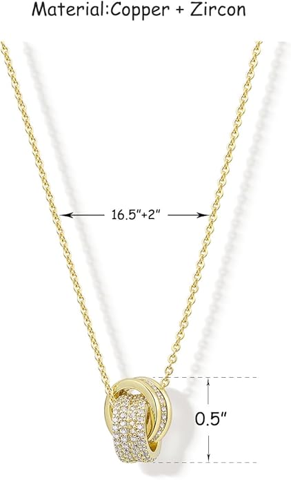 JA.S.JR 14K Gold Plated CZ Minimalist Dainty Pendant Necklace | Gold Necklace for Women | Daily Wear Gold Jewelry