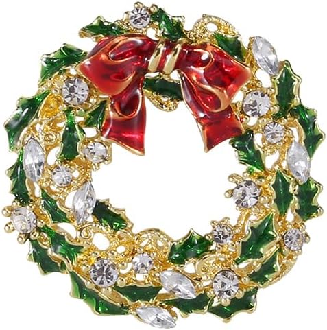 ONLYJUMP Christmas Bell Brooch Pins for Women Girls Lovely Crystal Christmass Tree Snowflake Bell Reindeer Snowman Brooches Colorful Xmas Enamel Pins Holiday Party Gift