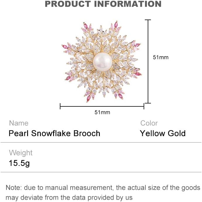 14K Gold Handmade Snowflake Brooch, Adorned with Natural Pearls and Moissanite, Sophisticated Women's Jewelry, Perfect Birthday and Special Occasion Gift