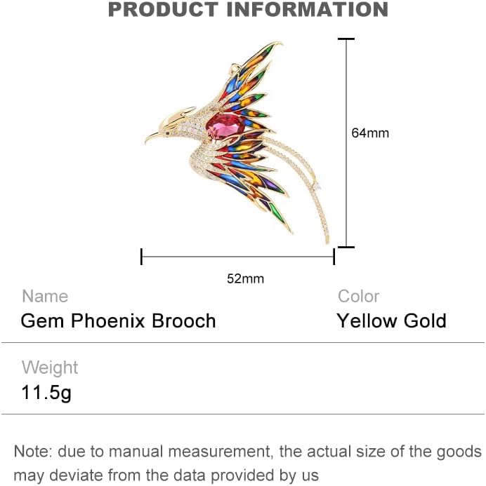 Exquisite 14K Gold Phoenix Brooch for Women, Inlaid with Moissanite and Premium Gemstones, Ideal Luxury Gift for Holidays and Special Occasions