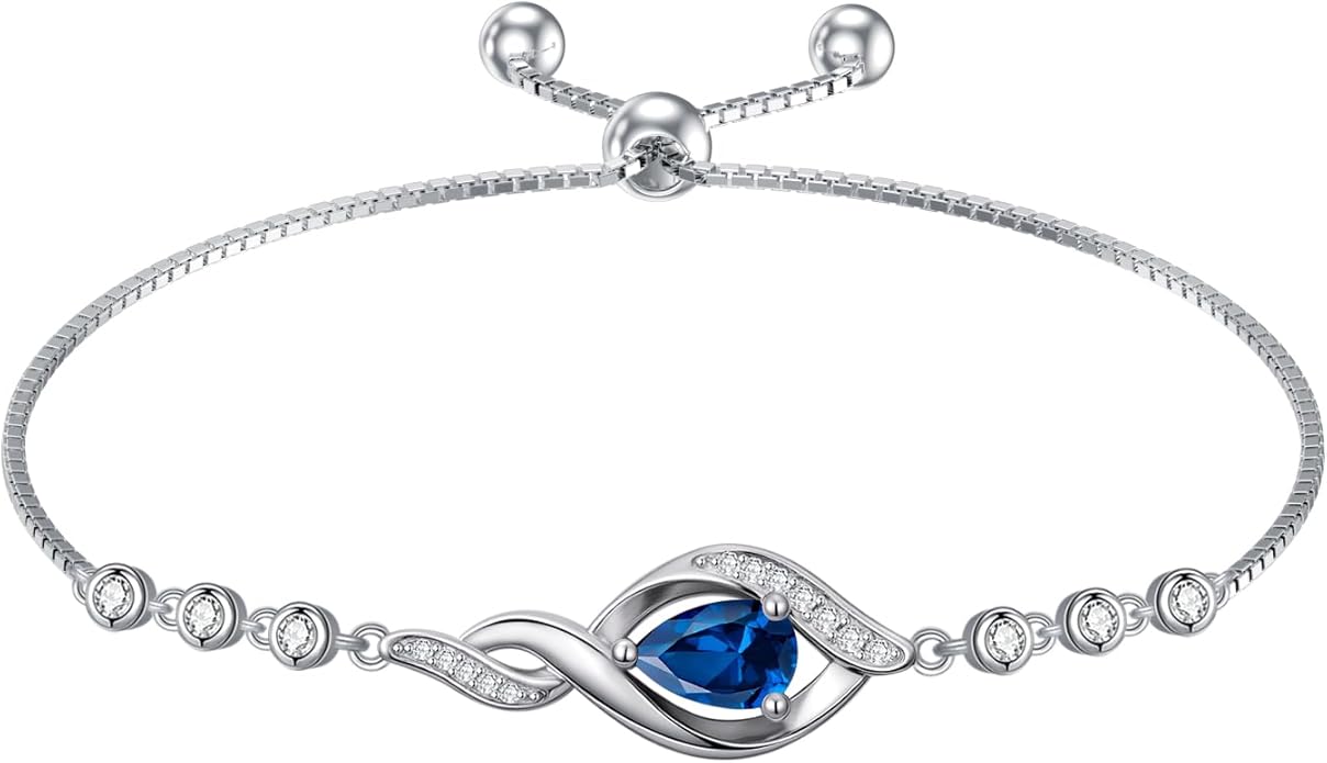 Christmas Gifts Birthstone Bracelet for Women 925 Sterling Silver Infinity Love Jewelry Birthday Gifts for Women Mom Wife Girlfriend