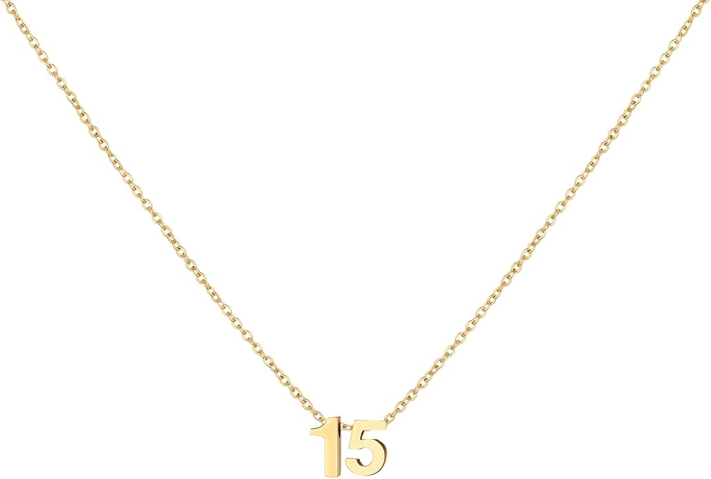 Number Necklace for Women Dainty 18K Gold Plated Pendant Necklace Charm Birth Month Personalized Jewelry Birthday Gift