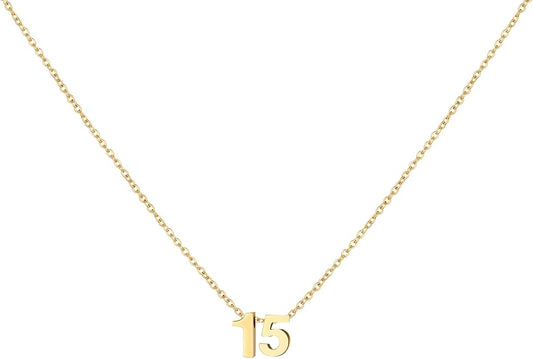Number Necklace for Women Dainty 18K Gold Plated Pendant Necklace Charm Birth Month Personalized Jewelry Birthday Gift