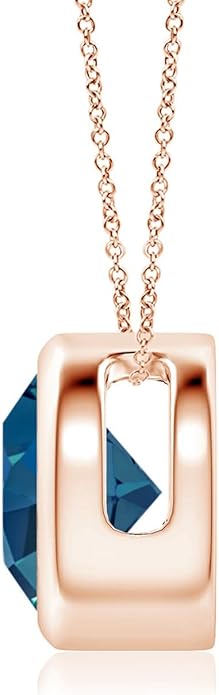 Angara Natural London Blue Topaz Solitaire Pendant for Women | Round Blue Topaz Pendant Necklace in 14K Solid Gold/Silver/Platinum With 18" Chain | December Birthday, Gemstone Jewelry Gift