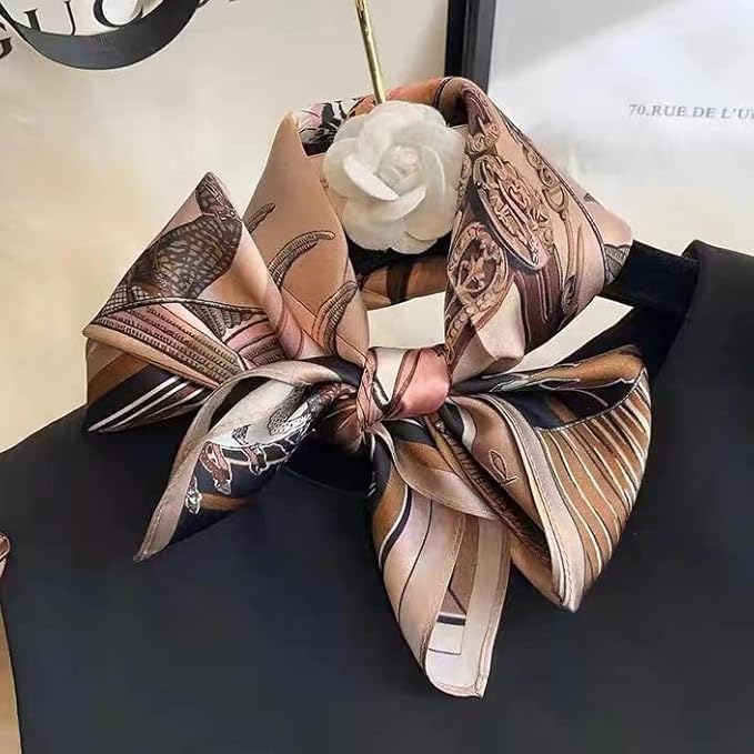 ANDANTINO 100% Mulberry Silk Square Scarf for Hair-25.6" X25.6'' Women Men Natural Silk Neckerchief Digital Printed Headscarf