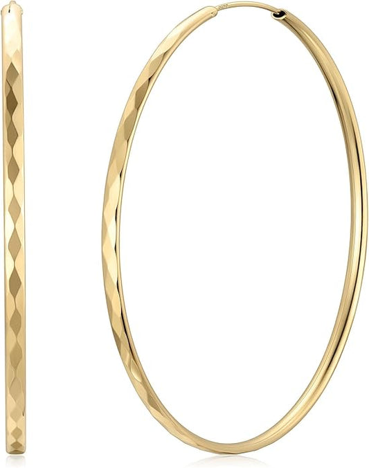 ChicSilver Hypoallergenic 925 Sterling Silver Hoop Earrings for Women, Lightweight Large Gold Plated Hoop Earrings, Endless Hoops Huggie Earrings 15/20/30/50/70MM