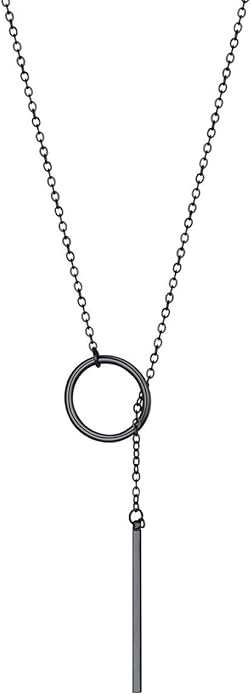 FOCALOOK Long Necklaces for Women 14K Gold Plated Dainty Drop Bar Pendant Lariat Y-Shaped Necklace Earring Set 28inch/73cm