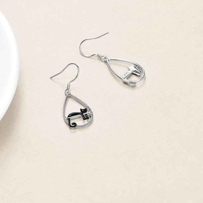 YFN Animal Earrings Sterling Silver Animal Heart Hoop Dangle Earrings Cute Jewelry Gifts for Women