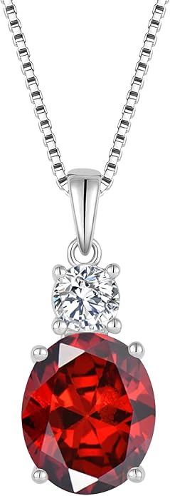 Birthstone Necklace for Women 925 Sterling Silver Oval Cut Cubic Zirconia Pendant Jewelry Gifts for Her