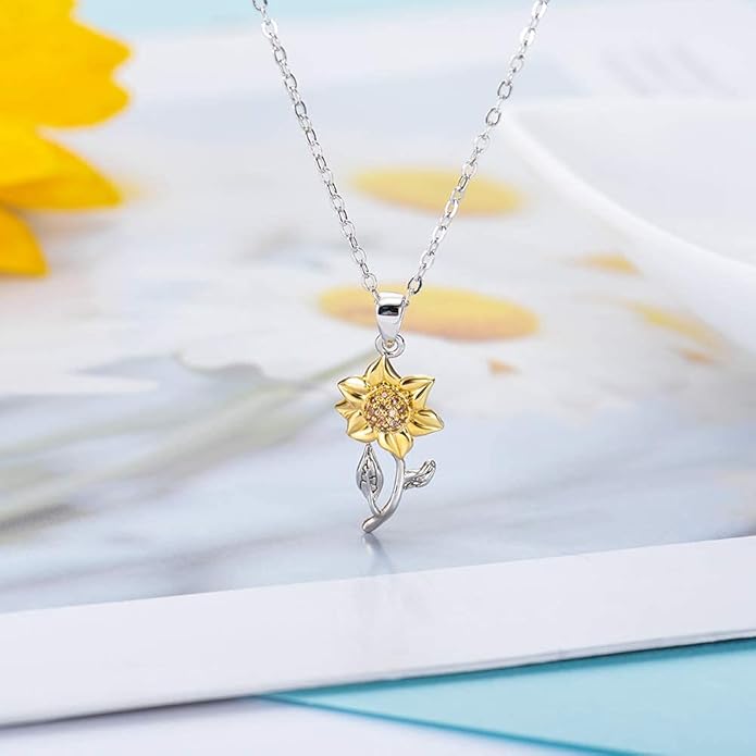 Tarsus Sunflower Necklace, You are My Sunshine, Sunflower Gifts Ideas for Women, Inspirational Gifts for Women Teen Girls Birthday Christmas Valentines Day