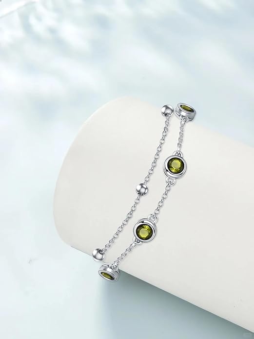 Dorunmo 925 Sterling Silver Birthstone Anklet Bracelets for Women Birthday Mother's Day Jewelry Gifts for Wife Girlfriend Mother Her