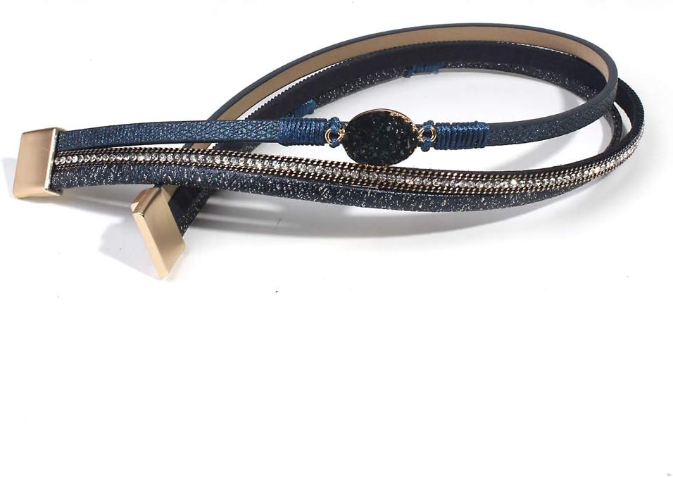 FANCY SHINY Leather Wrap Bracelet Boho Cuff Bangle Bracelets Crystal Bead Bracelet with Magnetic Clasp Jewelry Gifts for Women