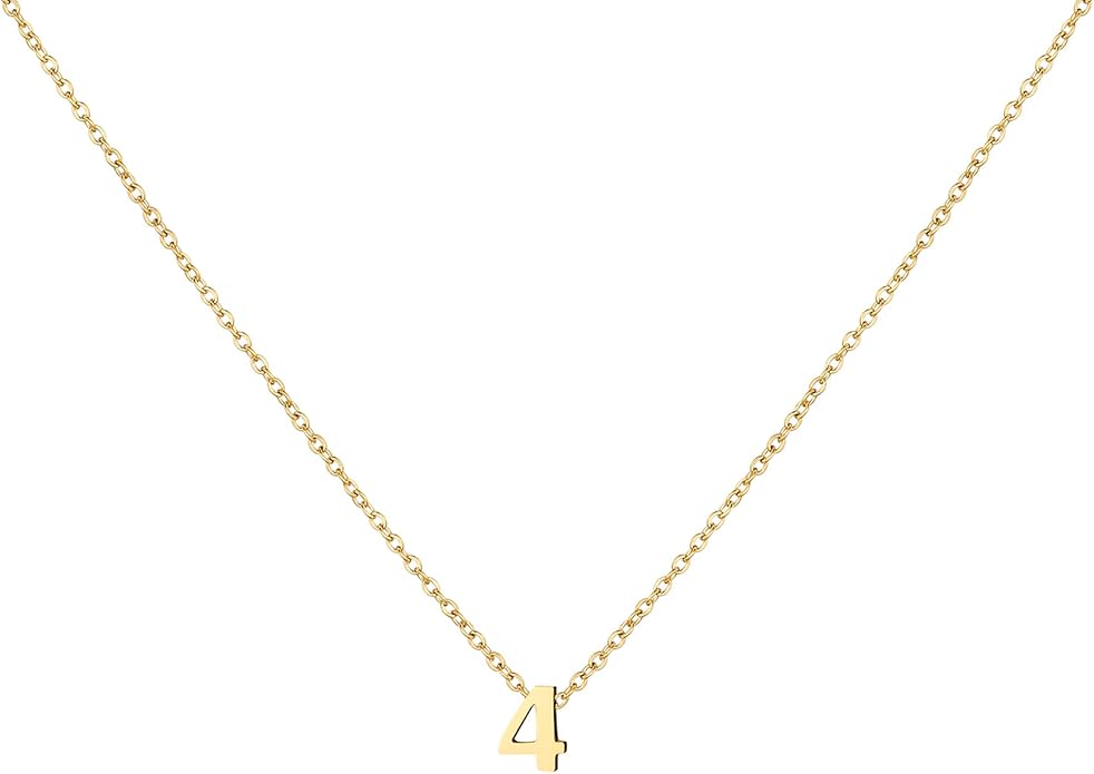Number Necklace for Women Dainty 18K Gold Plated Pendant Necklace Charm Birth Month Personalized Jewelry Birthday Gift