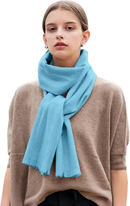 WASALUYA Wool Scarf for Women & Men, 100% Wool Scarves Wrap Shawl with Tassels, Elegant Soft Winter Scarf for Fall and Winter