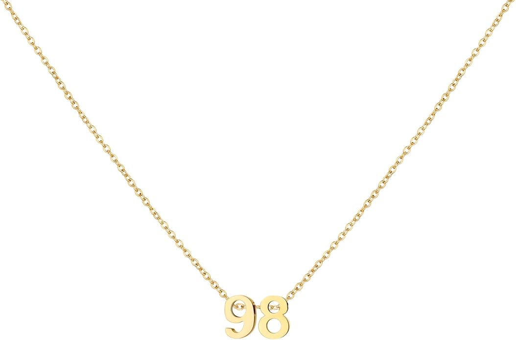Number Necklace for Women Dainty 18K Gold Plated Pendant Necklace Charm Birth Month Personalized Jewelry Birthday Gift