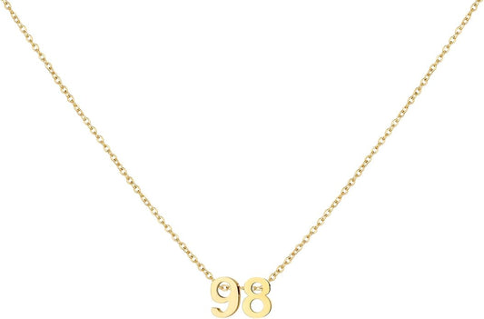 Number Necklace for Women Dainty 18K Gold Plated Pendant Necklace Charm Birth Month Personalized Jewelry Birthday Gift