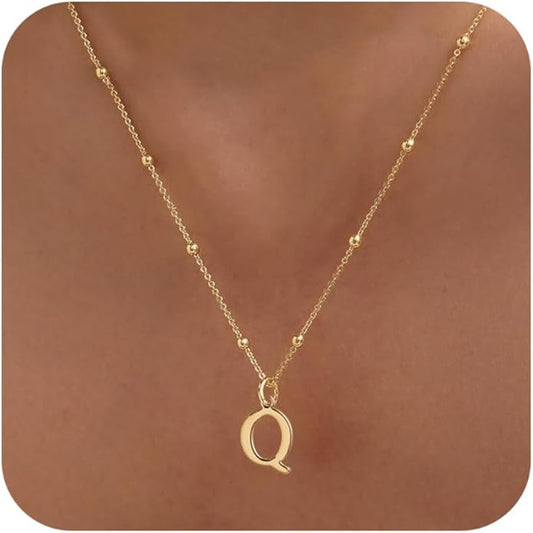 Initial Necklaces for Women Dainty Gold Letter Pendant Necklace 14k Gold Plated A-Z Name Necklaces Cute Charm Choker Necklace Fashion Accessories Non Tarnish Trendy Jewelry Gift