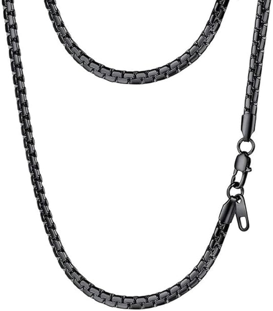 PROSTEEL Stylish Stainless Steel Round Link Chain Necklace for Men, 2mm/4mm/6mm/8mm. Silver/Gold/Black Tone, Hypoallergenic Jewelry, 14"-30", Come with Box