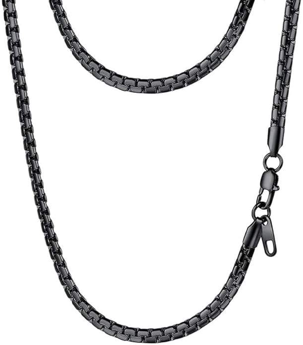 PROSTEEL Stylish Stainless Steel Round Link Chain Necklace for Men, 2mm/4mm/6mm/8mm. Silver/Gold/Black Tone, Hypoallergenic Jewelry, 14"-30", Come with Box