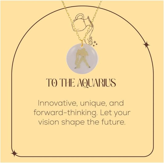 Zodiac Sign Necklace – Mother of Pearl Pendant – Available in Two Finish 925 Sterling Silver and 14K Gold Plated – Adjustable Chain – Horoscope Jewelry Gift with Zodiac Card & Gift Box