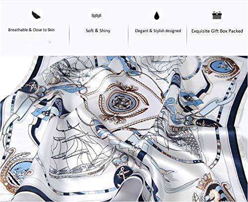 ANDANTINO 100% Mulberry Silk Scarf -21” Lightweight Square Neckerchief – Breathable Digital Printed Scarves with Gift Packed