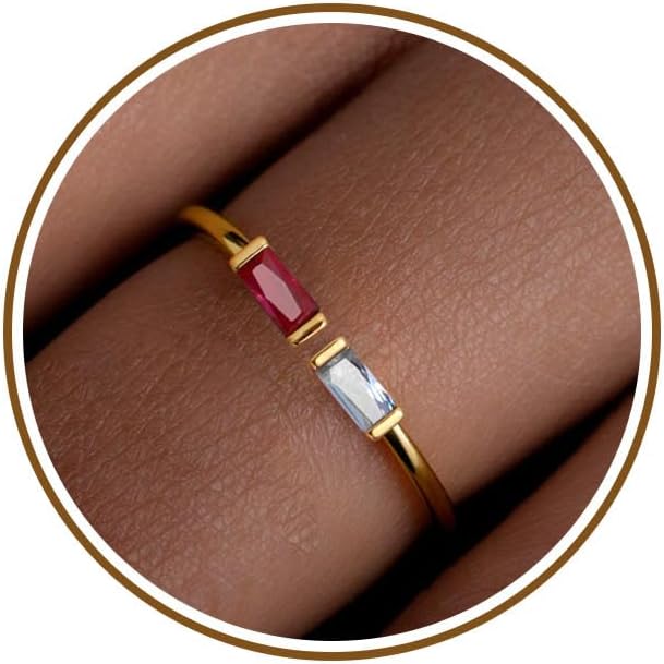 JSJOY Birthstone Rings for Women Dainty Emerald Blue Ring Birthday Gifts for Mom Her Gemstones CZ Ring for Teens Gold Rings That Don't Tarnish Adjustable Ring Jewelry Gifts