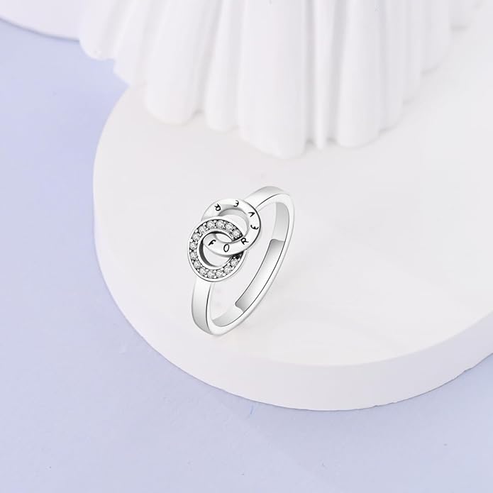 NARMO 925 Sterling Silver Rings for Women Evil Eyes Rings Entwined Line Cubic Zirconia Rings Simple Stackable Finger Rings Engagement Ring Personality Rings Size 6-9