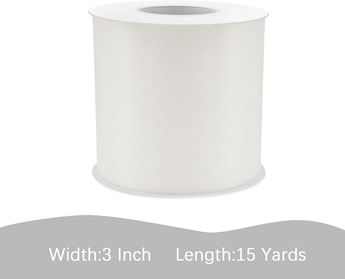LEEQE Off White Satin Ribbon 3 inch X 15 Yards Polyester Ribbon for Gift Wrapping Very Suitable for Weddings Party Hair Bow Invitation Decorations and More