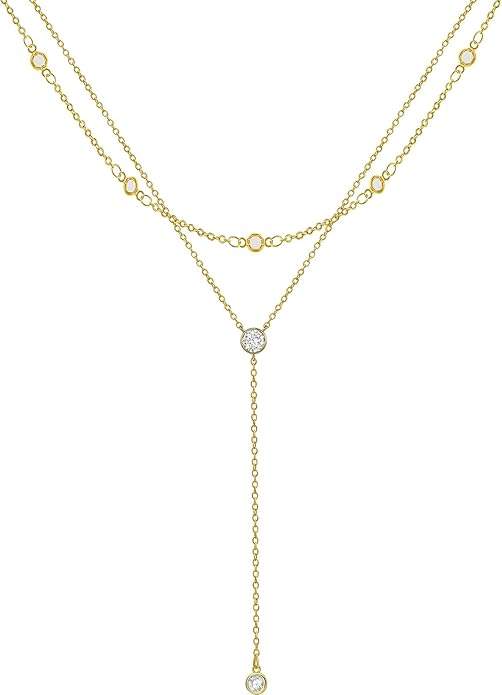 Suyi Lariat Necklace for Women Gold Dainty Long Necklace 14k Gold Plated Y-Shaped Necklaces