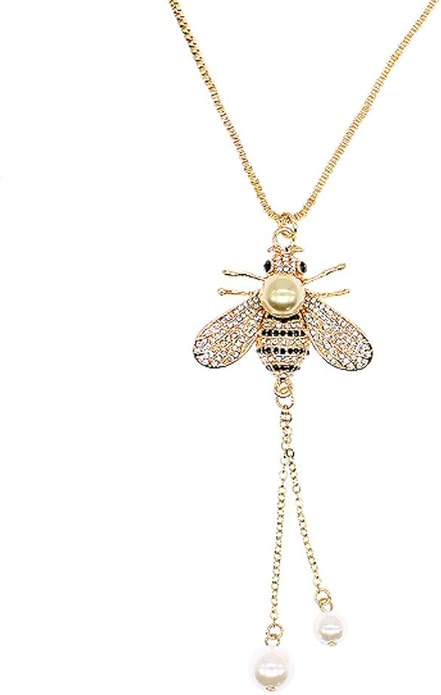 Honey Bee Brooches Crystal Insect Themed Bee Brooch Animal Fashion Shell Pearl Brooch Pin Gold Tone